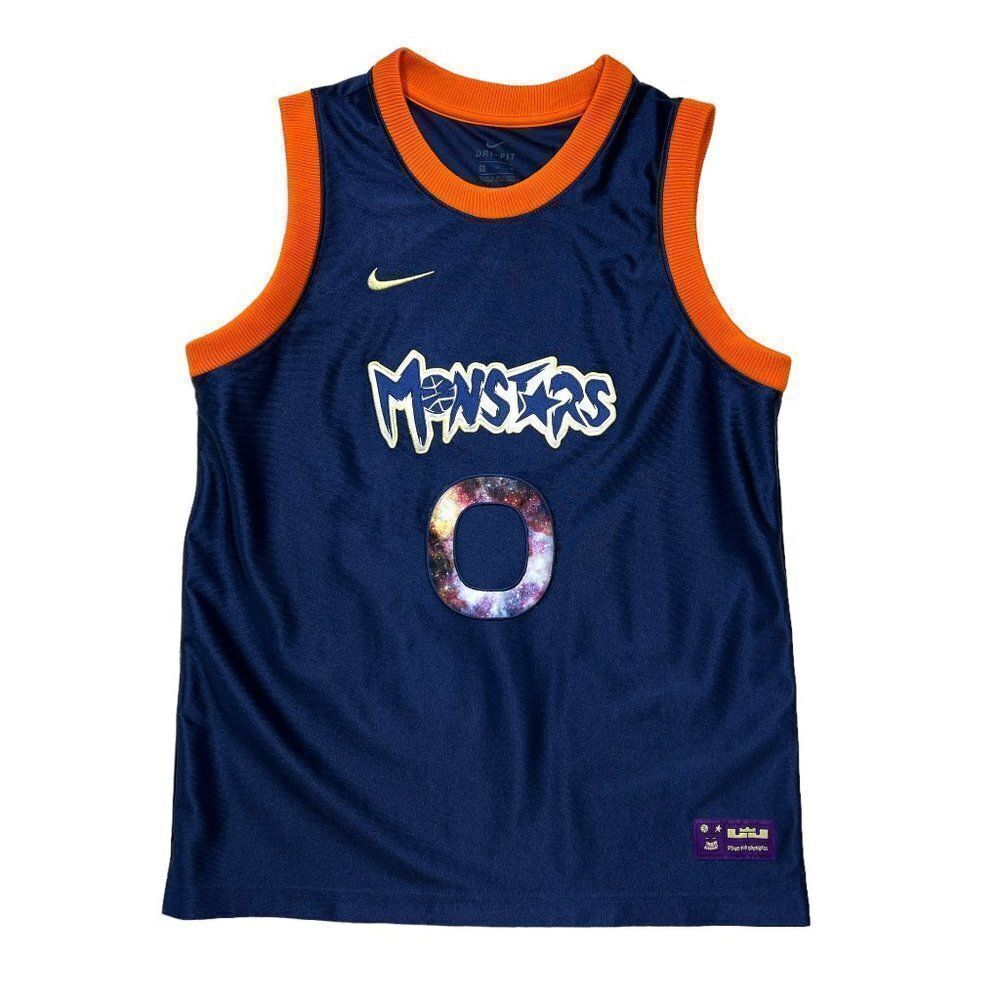 Nike Dri-Fit Basketball Jersey Boy's XL Blue Labron James Space Jam 2 Monsters